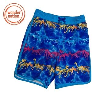 Wonder Nation Children’s Kids Boys Dinosaur Swim Shorts Trunks - Blue, size 4T